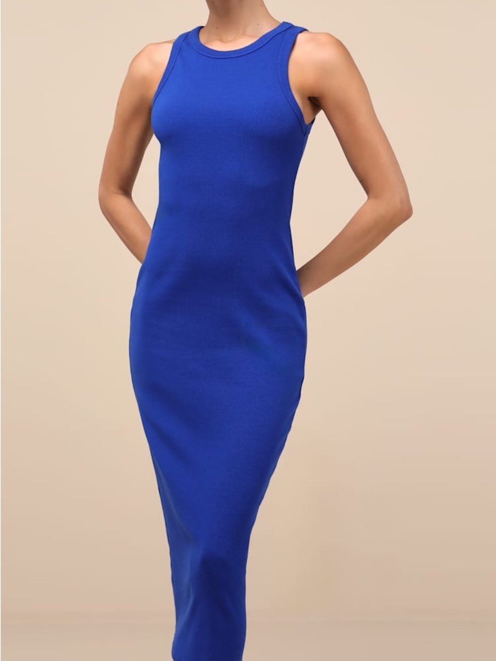 Lulu's Racerback Ribbed Midi Dress in Cobalt - Picture 2 of 6